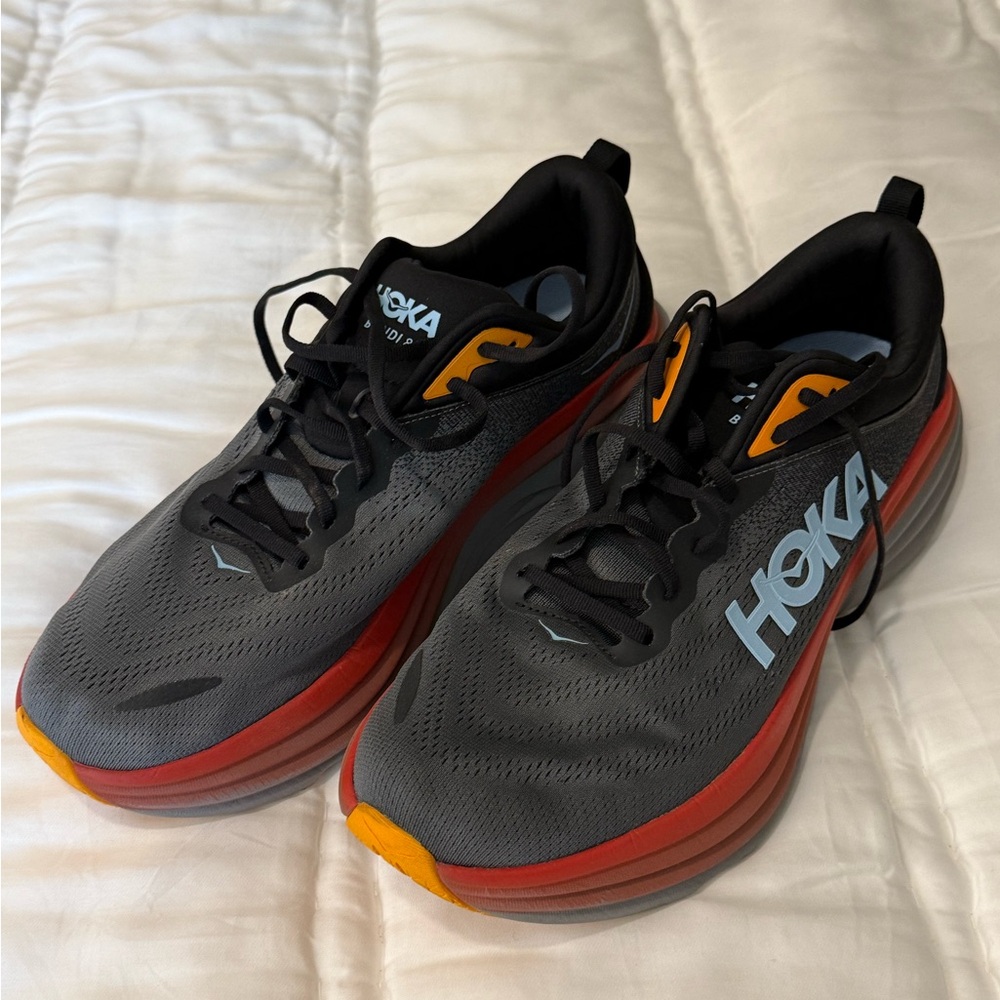 Hoka Gray and Orange Athletic Shoes